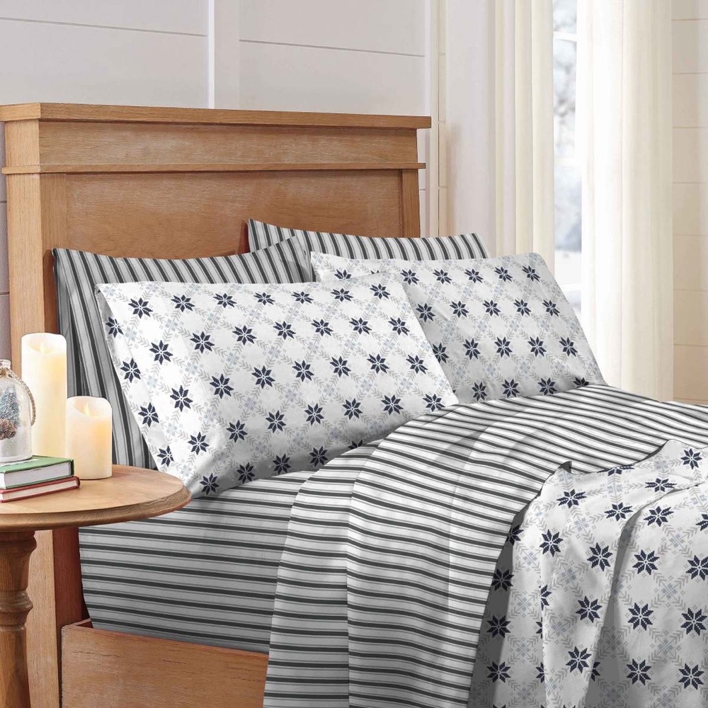 2 SETS XMAS SHEETS Two-Pack NEW Easy Living Holiday Microfiber Sheet Set - Picture 8 of 17